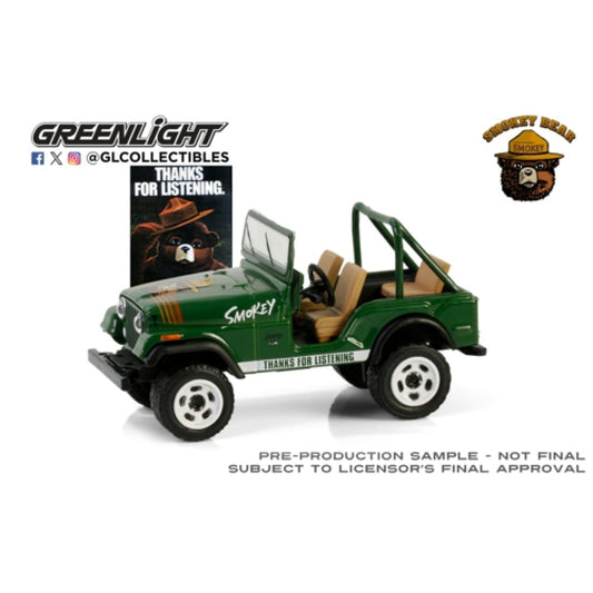 THIS ITEM IS AVAILABLE TO ORDER FROM OUR SUPPLIER - 1:64 GREENLIGHT GL38070-C SMOKEY BEAR SERIES 4 - 1975 JEEP CJ-7 - THANKS FOR LISTENING