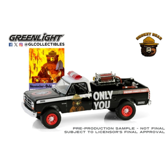 THIS ITEM IS AVAILABLE TO ORDER FROM OUR SUPPLIER - 1:64 GREENLIGHT GL38070-E SMOKEY BEAR SERIES 4 - 1987 DODGE RAM D250 WITH FIRE EQUIPMENT, HOSE AND TANK - REMEMBER, ONLY YOU CAN PREVENT FOREST FIRES!