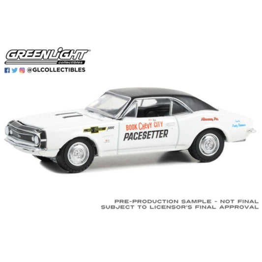 THIS ITEM IS AVAILABLE TO ORDER FROM OUR SUPPLIER - 1:64 GREENLIGHT GL41160-A RUNNING ON EMPTY SERIES 16 1967 CHEVROLET CAMARO SS BILL BOOK CHEVY PACESETTER BOOK CITY ALTOONA PENNSYLVANIA