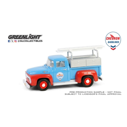 THIS ITEM IS AVAILABLE TO ORDER FROM OUR SUPPLIER - 1:64 GREENLIGHT GL41175-B CHEVRON SPECIAL EDITION SERIES 1 - 1956 FORD F-100 WITH TOOL BOXES AND LADDERS