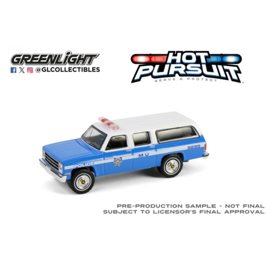 Available to Order – Hot Pursuit Series 46 - 1990 Chevrolet Suburban K2500 Scottsdale - New York City Police Department (nypd) 1:64 GreenLight Model (GL43040-D)