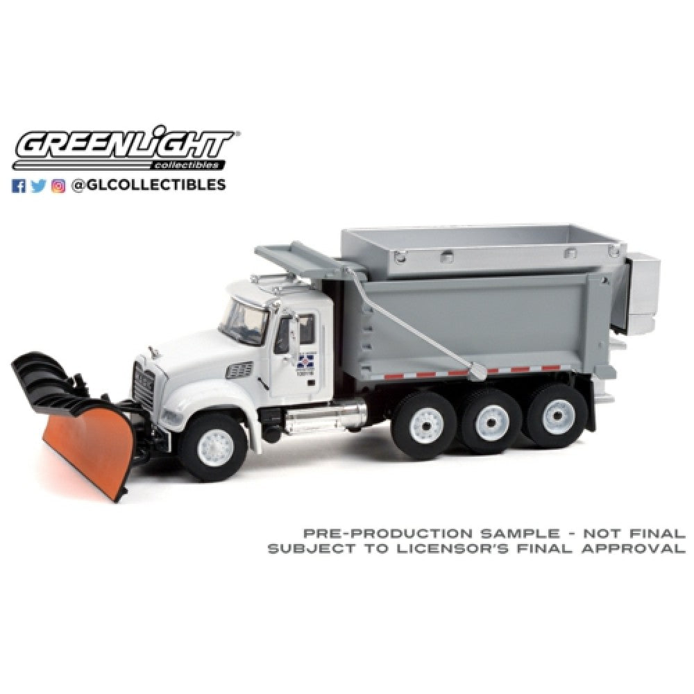 THIS ITEM IS AVAILABLE TO ORDER FROM OUR SUPPLIER - 1:64 GREENLIGHT GL45130-C S.D. TRUCKS SERIES 13 2019 MACK GRANITE DUMP TRUCK WITH SNOW PLOW AND SALT SPREADER INDIANAPOLIS DEPT OF PUBLIC WORKS SOLID PACK
