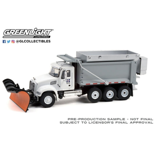 THIS ITEM IS AVAILABLE TO ORDER FROM OUR SUPPLIER - 1:64 GREENLIGHT GL45130-C S.D. TRUCKS SERIES 13 2019 MACK GRANITE DUMP TRUCK WITH SNOW PLOW AND SALT SPREADER INDIANAPOLIS DEPT OF PUBLIC WORKS SOLID PACK