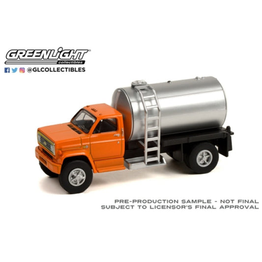 THIS ITEM IS AVAILABLE TO ORDER FROM OUR SUPPLIER - 1:64 GREENLIGHT GL45140-A S.D. TRUCKS SERIES 14 1982 CHEVROLET C-60 FERTILIZER TRUCK ORANGE CABWITH SILVER TANK
