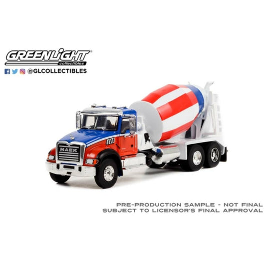THIS ITEM IS AVAILABLE TO ORDER FROM OUR SUPPLIER - 1:64 GREENLIGHT GL45150-C S.D. TRUCKS SERIES 15 2019 MACK GRANITE CEMENT MIXER RED/WHITE/BLUE