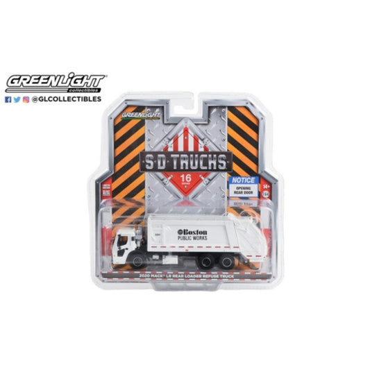 THIS ITEM IS AVAILABLE TO ORDER FROM OUR SUPPLIER - 1:64 GREENLIGHT GL45160-C S.D. TRUCKS SERIES 16 2020 MACK LR REAR LOADER REFUSE TRUCK BOSTON PUBLIC WORKS