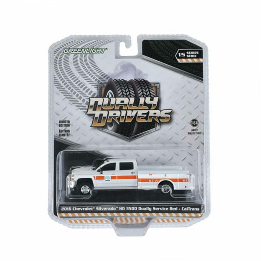 THIS ITEM IS AVAILABLE TO ORDER FROM OUR SUPPLIER - 1:64 GREENLIGHT GL46150-C DUALLY DRIVERS SERIES 15 - 2016 CHEVROLET SILVERADO 3500 HD DUALLY SERVICE BED - CALTRANS (CALIFORNIA DEPARTMENT OF TRANSPORTATION)