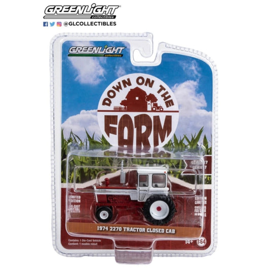 THIS ITEM IS AVAILABLE TO ORDER FROM OUR SUPPLIER - 1:64 GREENLIGHT GL48070-C DOWN ON THE FARM SERIES 7 1974 2270 TRACTOR CLOSED CAB RED AND WHITE