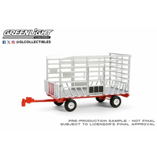THIS ITEM IS AVAILABLE TO ORDER FROM OUR SUPPLIER - 1:64 GREENLIGHT GL48090-F DOWN ON THE FARM SERIES 9 - BAIL THROW WAGON - SILVER AND RED SOLID PACK