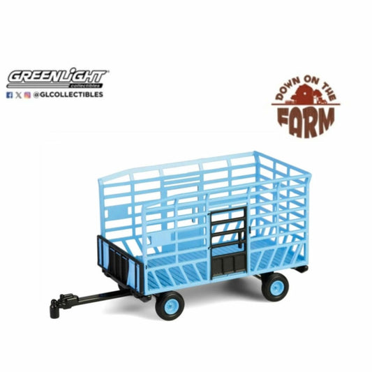 THIS ITEM IS AVAILABLE TO ORDER FROM OUR SUPPLIER - 1:64 GREENLIGHT GL48100-F DOWN ON THE FARM SERIES 10 - BALE THROW WAGON - LIGHT BLUE SOLID PACK