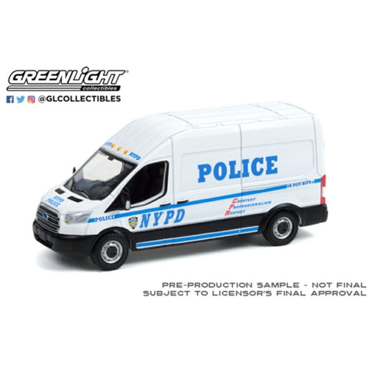 THIS ITEM IS AVAILABLE TO ORDER FROM OUR SUPPLIER - 1:64 GREENLIGHT GL53030-A ROAD RUNNERS SERIES 2 2015 FORD TRANSIT LWB HIGH ROOF NYPD SOLID PACK