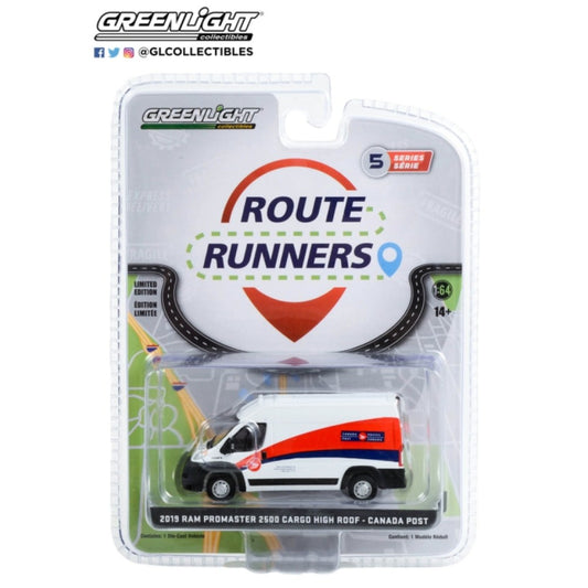 THIS ITEM IS AVAILABLE TO ORDER FROM OUR SUPPLIER - 1:64 GREENLIGHT GL53050-D ROUTE RUNNERS SERIES 5 2019 RAM PROMASTER 2500 CARGO HIGH ROOF CANADA POST