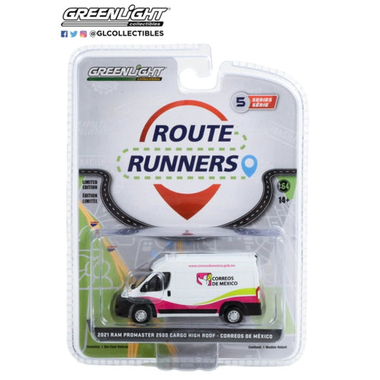 THIS ITEM IS AVAILABLE TO ORDER FROM OUR SUPPLIER - 1:64 GREENLIGHT GL53050-F ROUTE RUNNERS SERIES 5 2021 RAM PROMASTER 2500 CARGO HIGH ROOF CORREOS DE MEXICO