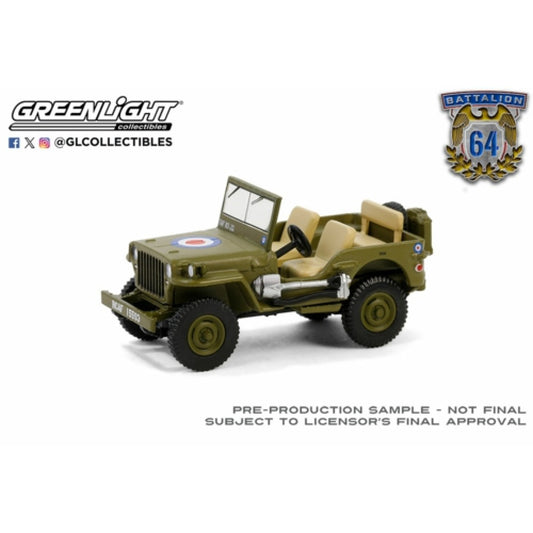 THIS ITEM IS AVAILABLE TO ORDER FROM OUR SUPPLIER - 1:64 GREENLIGHT GL61040-B BATTALION 64 SERIES 4 - 1942 WILLYS MB JEEP - BRITISH ARMY COMMANDER CAR