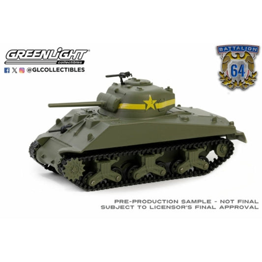 THIS ITEM IS AVAILABLE TO ORDER FROM OUR SUPPLIER - 1:64 GREENLIGHT GL61040-C BATTALION 64 SERIES 4- 1943 M4 SHERMAN TANK US ARMY WORLD WAR II - 13TH ARMONRED REGIMENT, 1ST ARMORED DIVISION - TUNISIA, MARCH 194