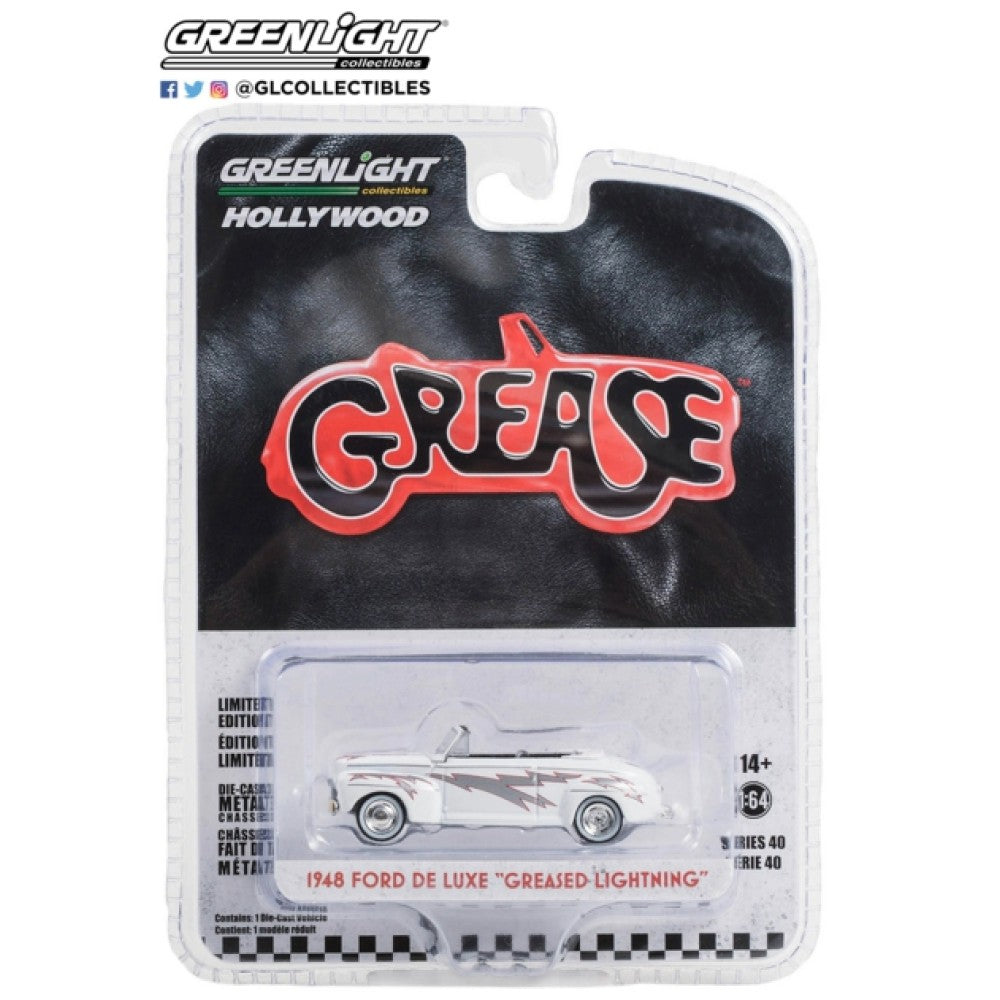 Available to Order – Hollywood Series 40 - Grease (1978) - 1948 Ford De Luxe Convertible Greased Lightnin' Solid Pack 1:64 GreenLight Model (GL62010-A)