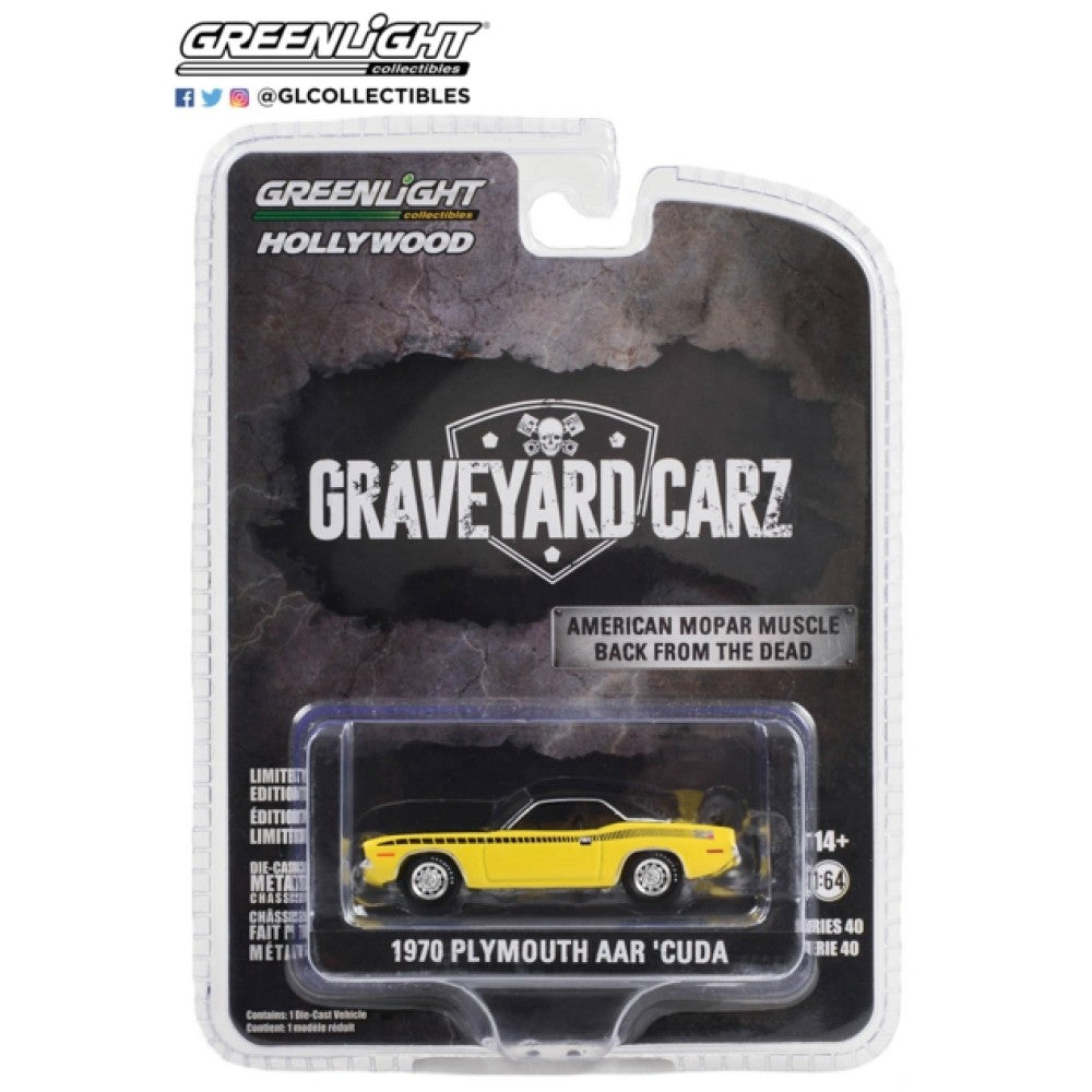 THIS ITEM IS AVAILABLE TO ORDER FROM OUR SUPPLIER - 1:64 GREENLIGHT GL62010-D HOLLYWOOD SERIES 40 - GRAVEYARD CARZ (2012 -CURRENT TV SERIES) - 1970 PLYMOUTH AAR 'CUDA (SEASON 3 - AAR YOU READY FOR THIS) SOLID
