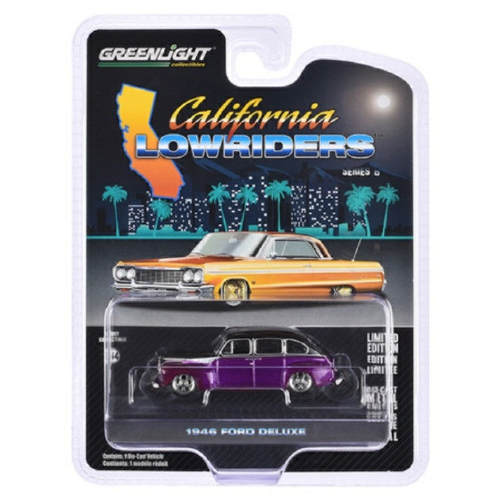 THIS ITEM IS AVAILABLE TO ORDER FROM OUR SUPPLIER - 1:64 GREENLIGHT GL63070-A CALIFORNIA LOWRIDERS SERIES 6 - 1946 FORD FORDOR SUPER DELUXE - DARK PURPLE METALLIC AND BLACK TWO TONE