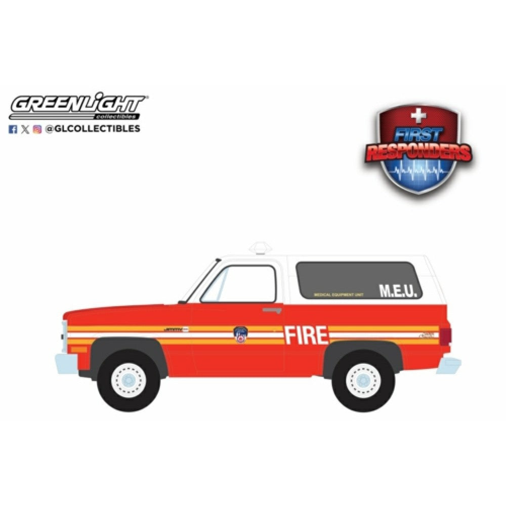 THIS ITEM IS AVAILABLE TO ORDER FROM OUR SUPPLIER - 1:64 GREENLIGHT GL67060-A FIRST RESPONDERS SERIES 2 - 1987 GMC JIMMY - FDNY (THE OFFICIAL FIRE DEPT OF NEW YORK) M.E.U (MEDICAL EQUIPMENT UNIT)