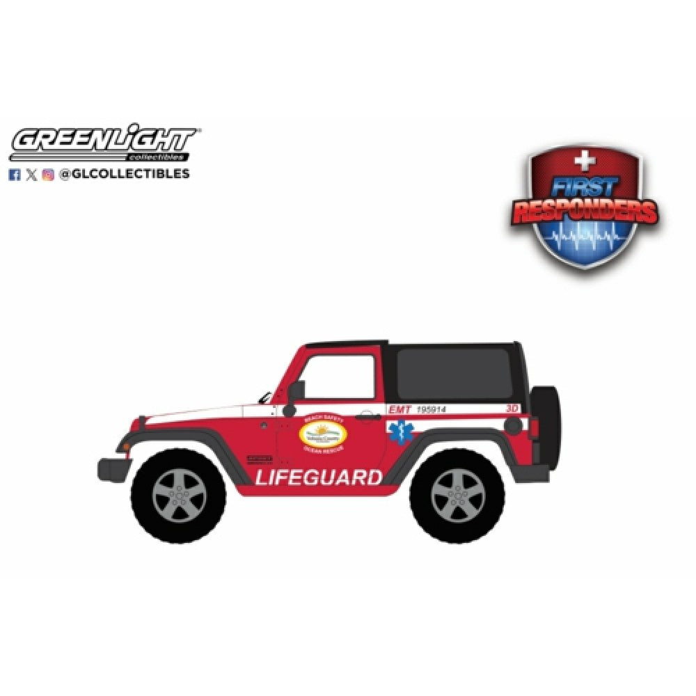 THIS ITEM IS AVAILABLE TO ORDER FROM OUR SUPPLIER - 1:64 GREENLIGHT GL67060-E FIRST RESPONDERS SERIES 2 - 2011 JEEP WRANGLER -VOLUSIACOUNTY FLORIDA BEACH SAFETY OCEAN RESCUE LIFEGUARD/EMT