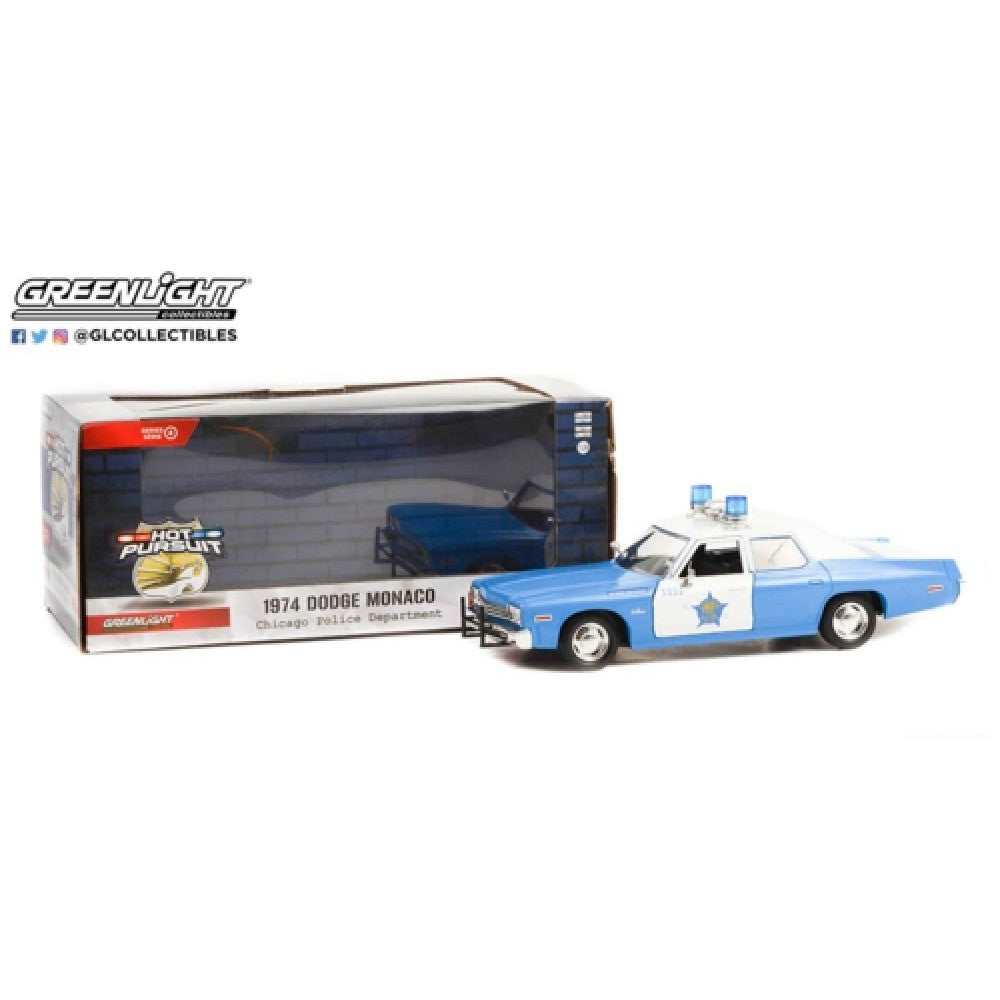 Available To Order – GL85541 - 1:24 HOT PURSUIT - 1974 DODGE MONACO CITY OF CHICAGO POLICE DEPARTMENT (GL85541)