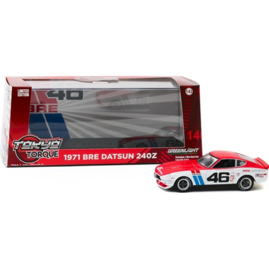 THIS ITEM IS AVAILABLE TO ORDER FROM OUR SUPPLIER - 1:43 GREENLIGHT GL86334 TOKYO TORQUE - 1971 DATSUN 240Z - NO.46 BROCK RACING ENTERPRISES (BRE) - JOHN MORTON