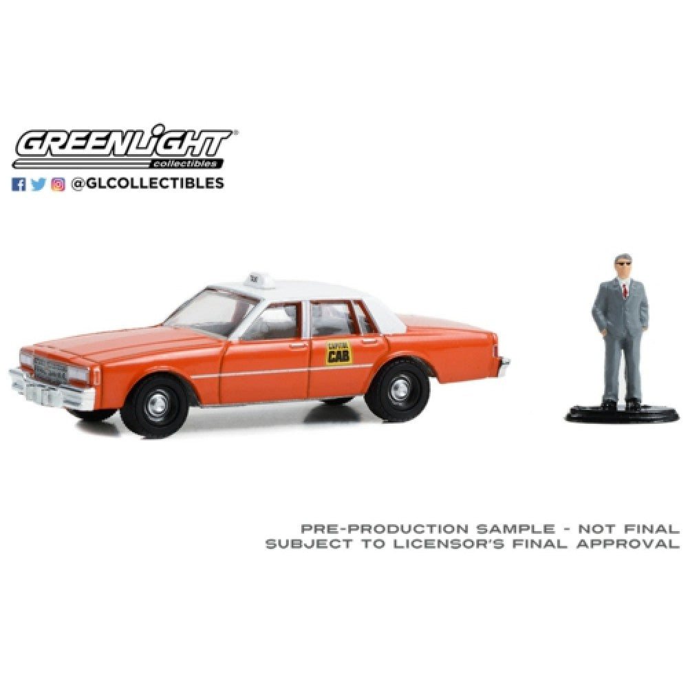 THIS ITEM IS AVAILABLE TO ORDER FROM OUR SUPPLIER - 1:64 GREENLIGHT GL97150-B THE HOBBY SHOP SERIES 15 1981 CHEVROLET IMPALA CAPITOL CAB TAXI WITH MAN IN SUIT