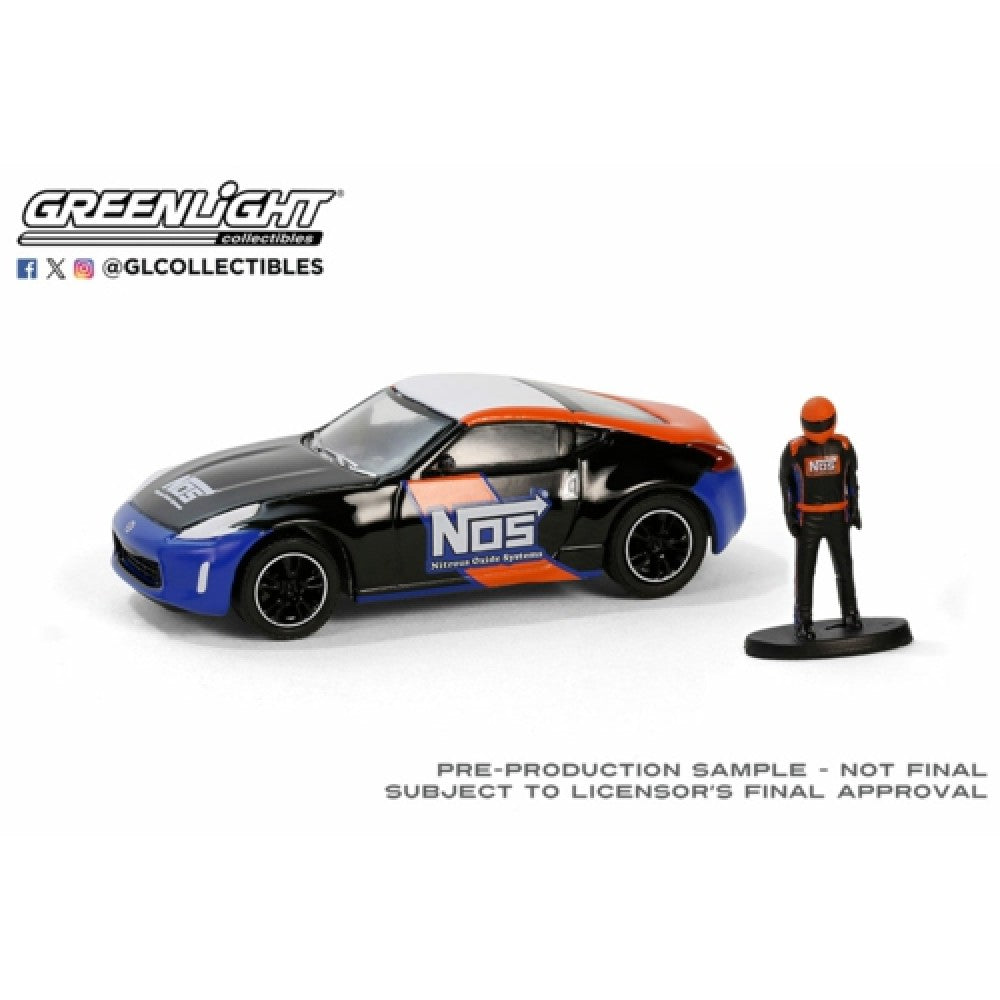 THIS ITEM IS AVAILABLE TO ORDER FROM OUR SUPPLIER - 1:64 GREENLIGHT GL97160-F THE HOBBY SHOP SERIES 16 - 2022 NISSAN 370Z WITH RACE CAR DRIVER - NOS NITROUS OXIDE SYSTEMS
