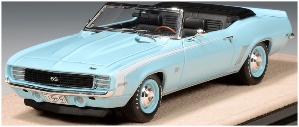 Available To Order – Chevrolet Camaro RS SS Carolina Blue Convertible Open Roof 1969 1:43 (GLM STM691033)