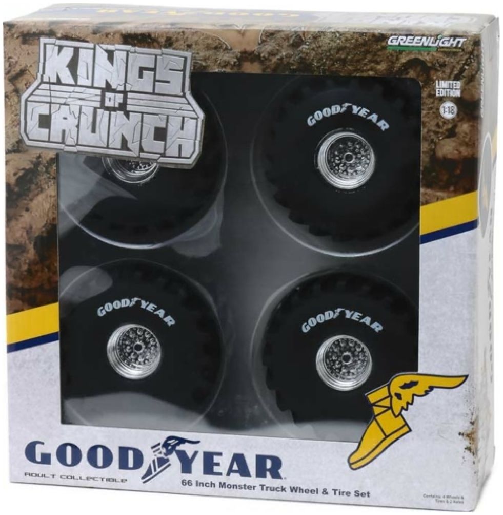 Available to Order – Monster Truck Goodyear 66-Inch Wheel and Tyre Set 1:18 (GRE 13547)