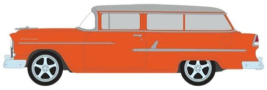 Chevrolet Handyman Custom Wagon Metallic Orange w/White Roof 1955 1:64 – diecast model