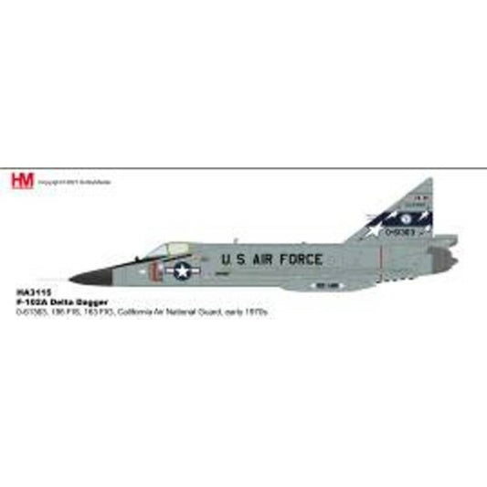 THIS ITEM IS AVAILABLE TO ORDER FROM OUR SUPPLIER - 1:72 HOBBY MASTER HA3115 F-102A DELTA DAGGER 0-61363, 196 FIS, 163 FIG, CALIFORNIA AIR NATIONAL GUARD, EARLY 1970S