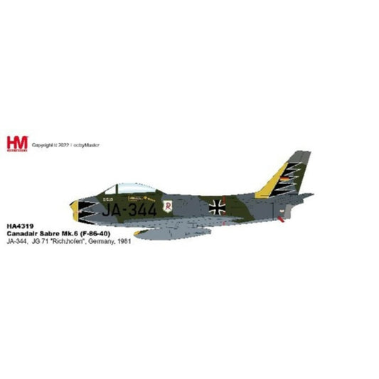Available to Order – Sabre Mk.6 (f-86f-40) JA-344, Jg 71 Richthofen, Germany, 1961 1:72 Hobby Master Model (HA4319)