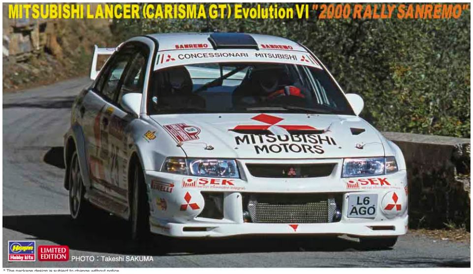 Available to Order – Mitsubishi Lancer Evolution VI 2000 Rally Sanremo Kit 1:24 (HAS 20712)
