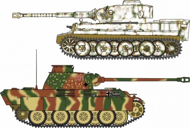Tiger I + Panther G 'German Army Main Battle Tank Combo' (x2 Kits) 1:72 – diecast model