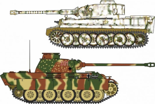 Tiger I + Panther G 'German Army Main Battle Tank Combo' (x2 Kits) 1:72 – diecast model