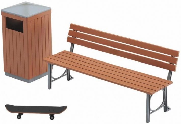 Available To Order – Park Bench & Trash Can 1:12 Hasegawa Model (HAS FA10)