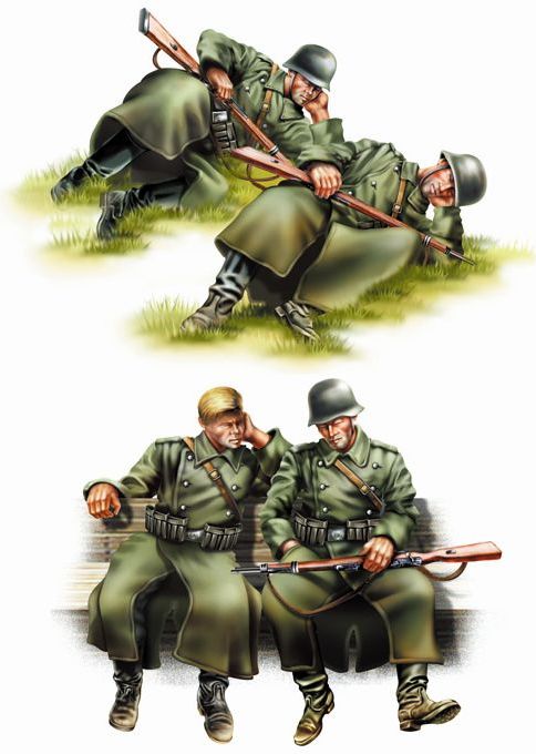 Available To Order – German Infantry Set Taking a Rest 1:35 Hobby Boss Model (HBB 84420)