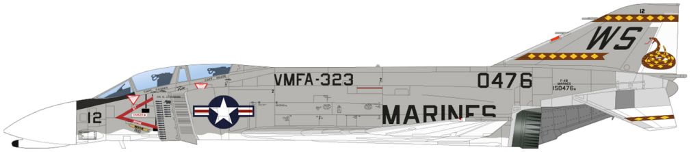 F-4B Phantom 150476 VMFA-323 US Marines 1967 1:72 Hobby Master Aviation Model