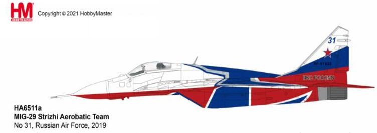 Available To Order – MIG-29 Strizhi Aerobatic Team No 31 Russian Air Force 2019 1:72 (HOB HA6511A)
