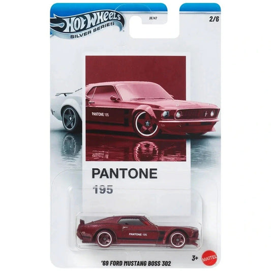 1:64 Hot Wheels Pantone 195 2/6 '69 Ford Mustang Boss 302 JKY48