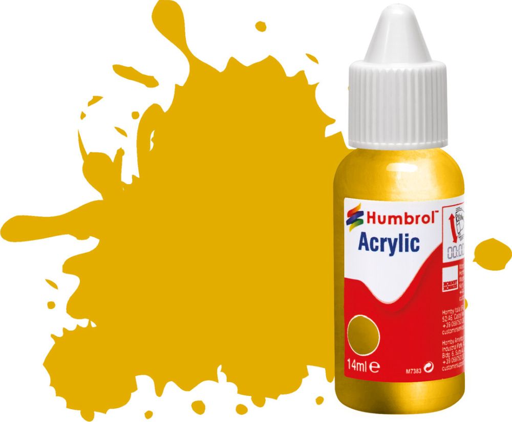 Gold Metallic Acrylic Paint Dropper Bottle 14ML Humbrol Model