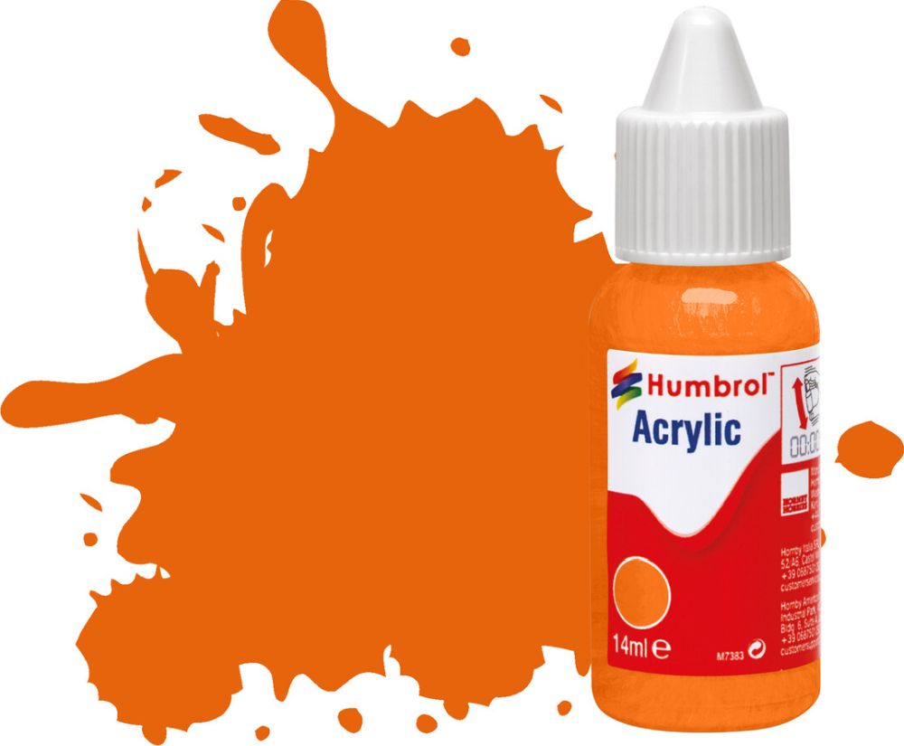 Orange Gloss Acrylic Paint Dropper Bottle 14ML Humbrol Model
