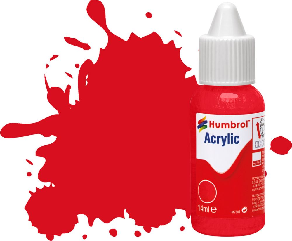 Red Gloss Acrylic Paint Dropper Bottle 14ML Humbrol Model