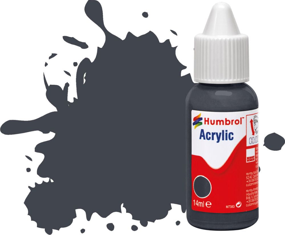 Dark Grey Matt Acrylic Paint Dropper Bottle 14ML Humbrol Model