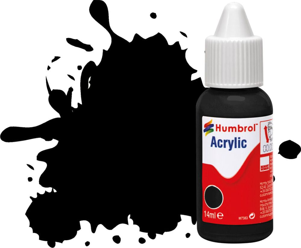 Black Matt Acrylic Paint Dropper Bottle 14ML Humbrol Model