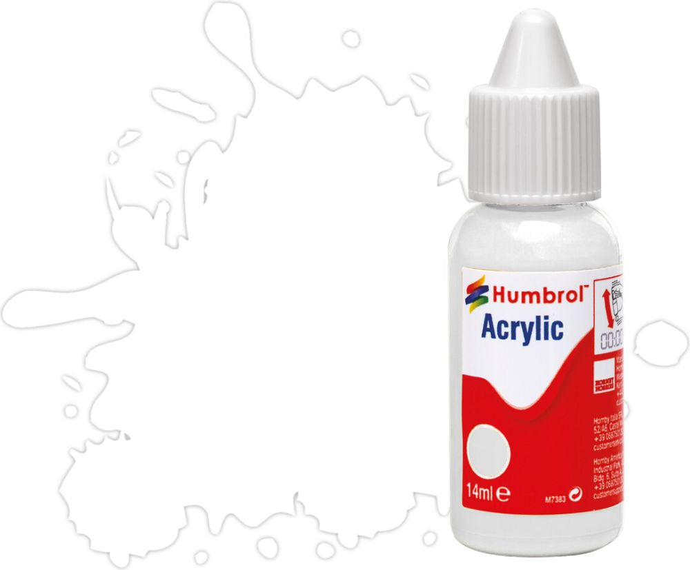 White Matt Acrylic Paint Dropper Bottle 14ML Humbrol Model