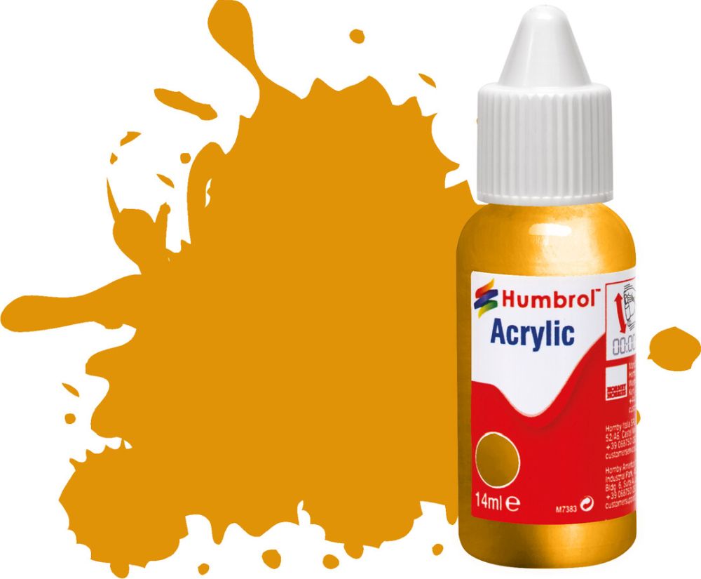 Brass Metallic Acrylic Paint Dropper Bottle 14ML Humbrol Model