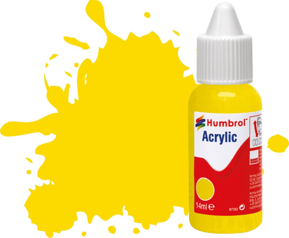 Yellow Gloss Acrylic Paint Dropper Bottle 14ML Humbrol Model