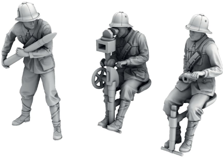 Italian Autocannone 3Ro da 90/53 Crew (3D Printed - 3 Figures) 1:72 – diecast model